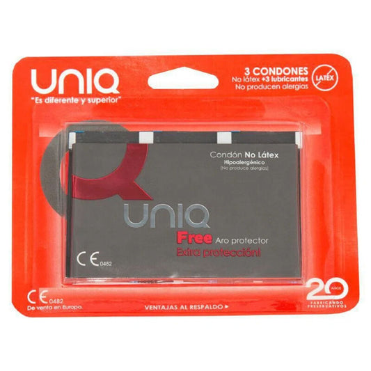 Uniq Free Preservativos sin látex con anillo protector - Hipoalergénicos