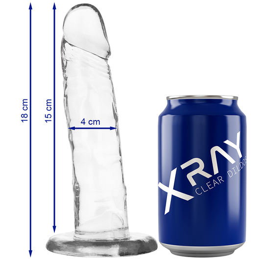 Consolador transparente XRAY 18 cm x 4 cm - Transparente y realista