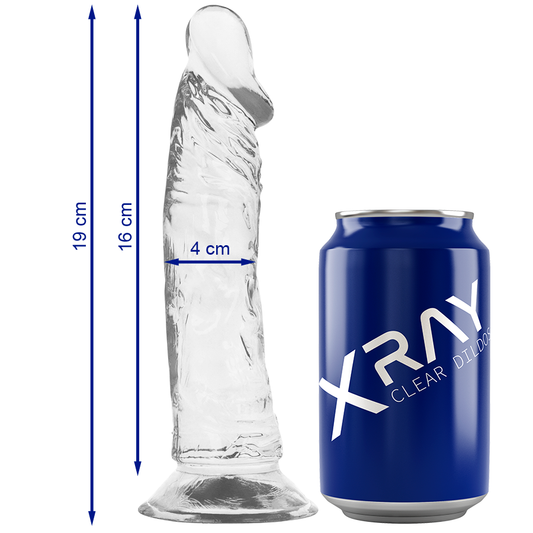 XRAY Clear Consolador Transparente 19cm x 4cm - Material Jelly Realista