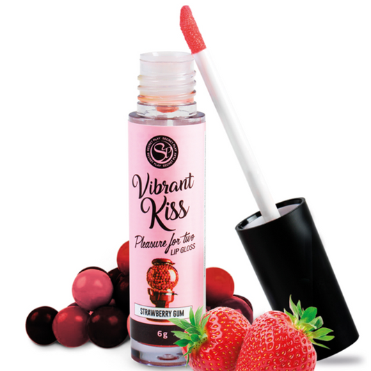 Brillo de labios SecretPlay Vibrant Kiss Strawberry Gum - 100% comestible